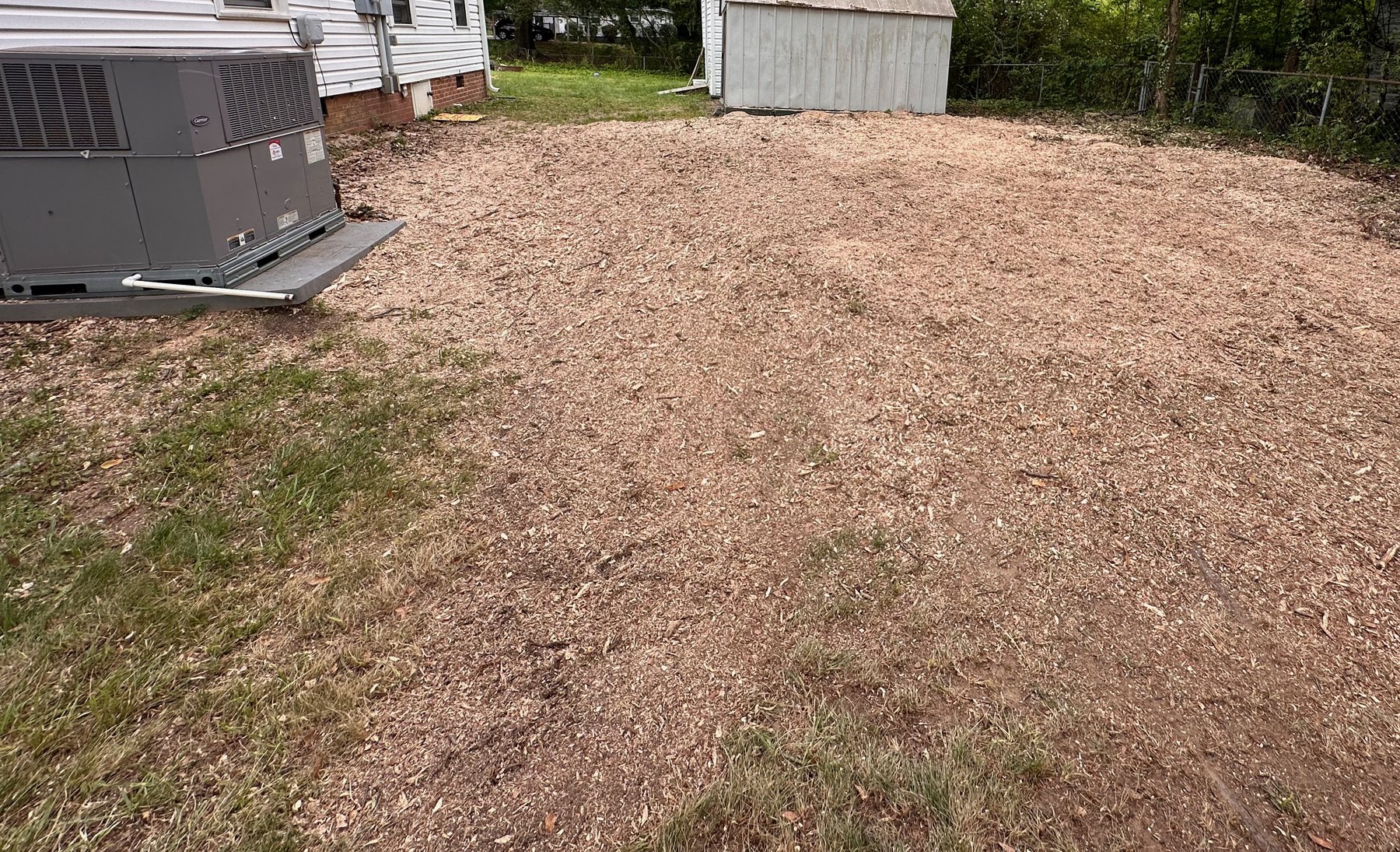 Area after stump grinding cleanup